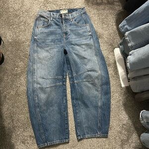 Free People- we are free good luck mid rise barrel jeans